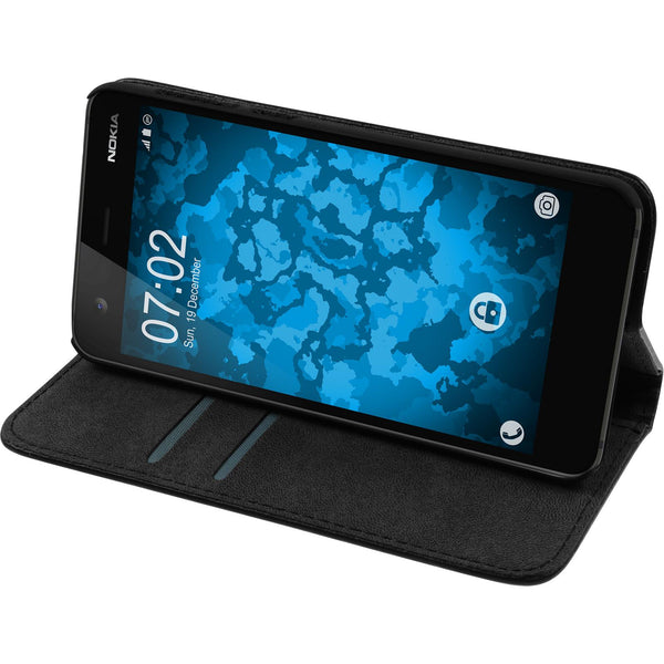 Kunst-Lederhülle für  Nokia 2 Book-Case schwarz Cover