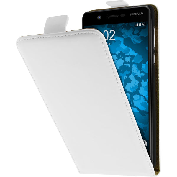 Kunst-Lederhülle für Nokia 5 Flip-Case weiﬂ + 2 Schutzfolien