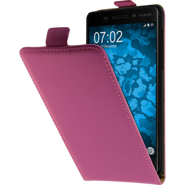 Kunst-Lederhülle für  Nokia 6 Flip-Case pink + 2 Schutzfolie