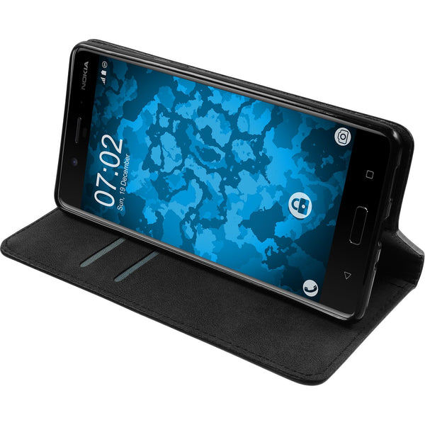 Kunst-Lederhülle für  Nokia 8 Book-Case schwarz Cover