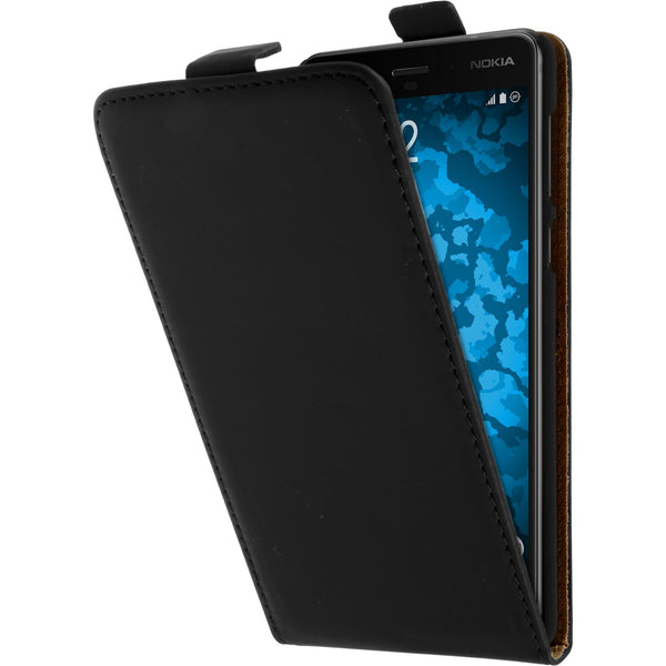 Kunst-Lederhülle für  Nokia 8 Flip-Case schwarz Cover