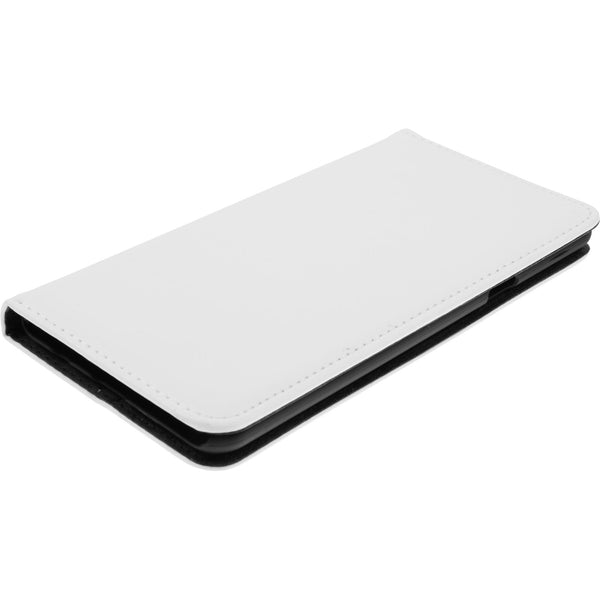 Kunst-Lederhülle für Samsung Galaxy C7 Book-Case weiﬂ + 2 Sc