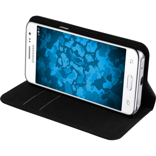 Kunst-Lederhülle für Samsung Galaxy J2 (2015) Book-Case schw
