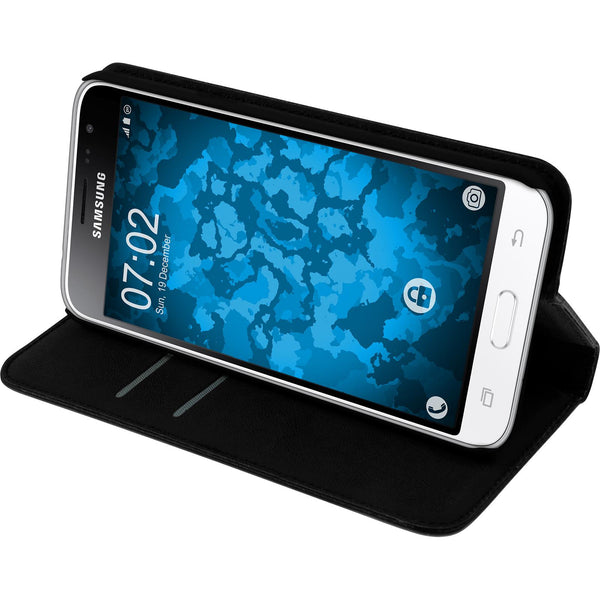 Kunst-Lederhülle für Samsung Galaxy J3 (2016) Book-Case schw