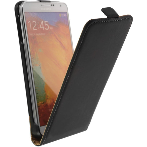 Kunst-Lederhülle für Samsung Galaxy Note 3 Flip-Case schwarz