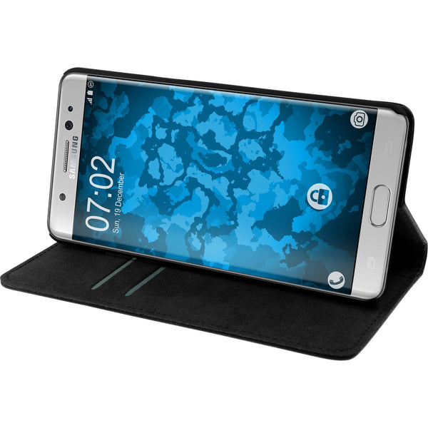 Kunst-Lederhülle für Samsung Galaxy Note FE Book-Case schwar