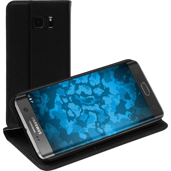 Kunst-Lederhülle für Samsung Galaxy S7 Edge Book-Case schwar