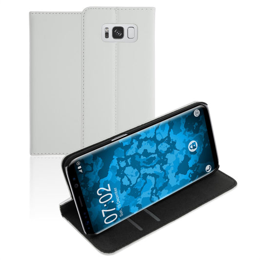 Kunst-Lederhülle für Samsung Galaxy S8 Book-Case weiﬂ