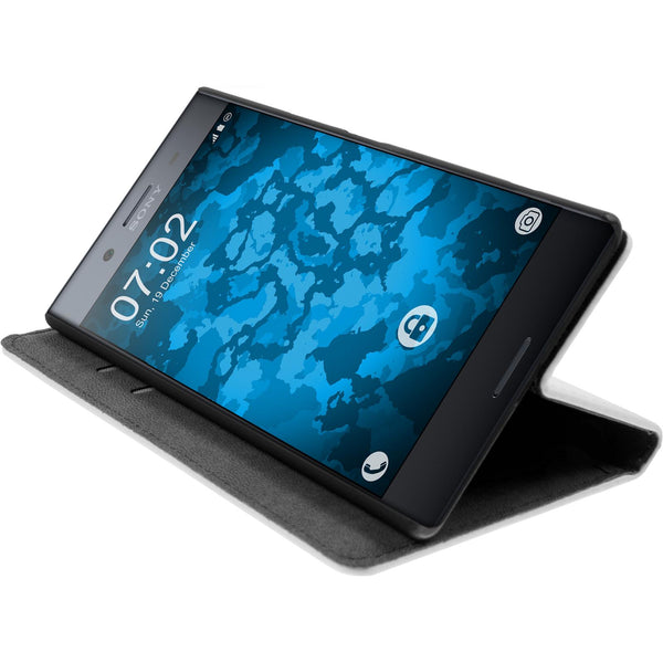 Kunst-Lederhülle für Sony Xperia XZ Premium Book-Case weiﬂ +
