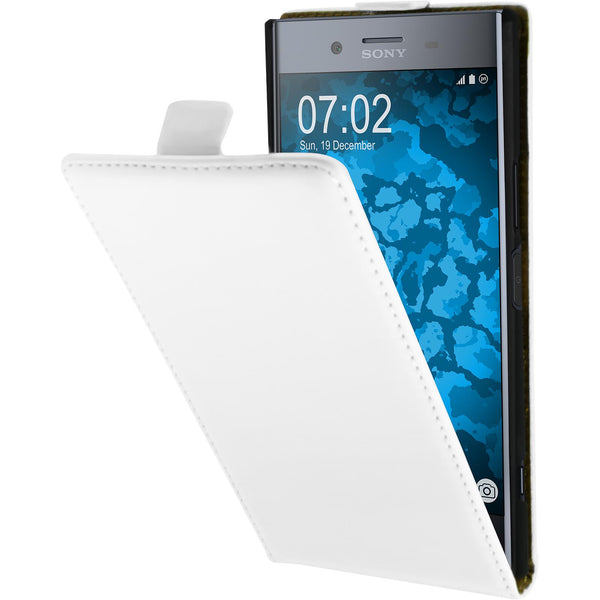 Kunst-Lederhülle für Sony Xperia XZ Premium Flip-Case weiﬂ +