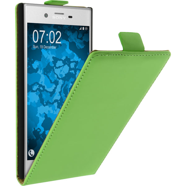 Kunst-Lederhülle für Sony Xperia XZs Flip-Case grün + 2 Schu