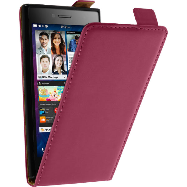 Kunst-Lederhülle für BlackBerry Leap Flip-Case pink + 2 Schu