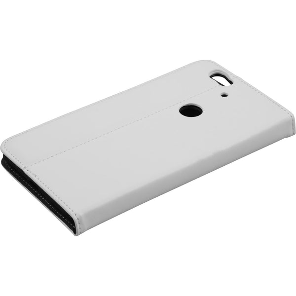 Kunst-Lederhülle für Google Nexus 6P Book-Case weiﬂ + 2 Schu