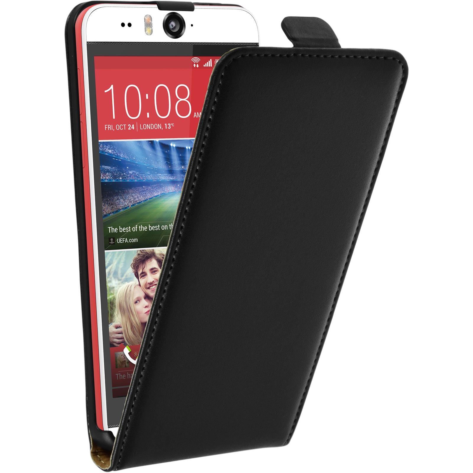 Kunst-Lederhülle für HTC Desire Eye Flip-Case schwarz + 2 Sc