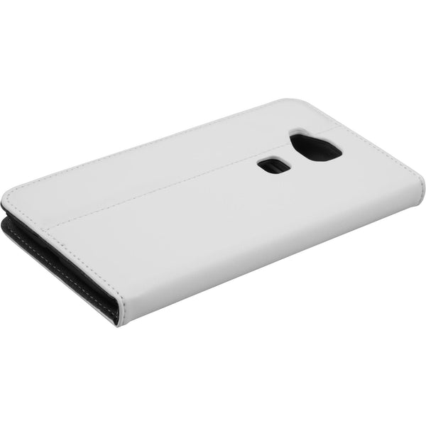 Kunst-Lederhülle für Huawei G8 Book-Case weiﬂ + 2 Schutzfoli