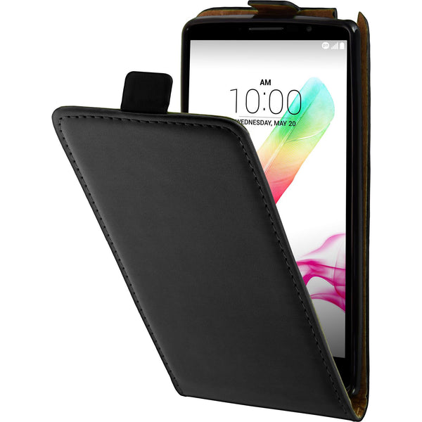 Kunst-Lederhülle für LG G4 Stylus Flip-Case schwarz + 2 Schu