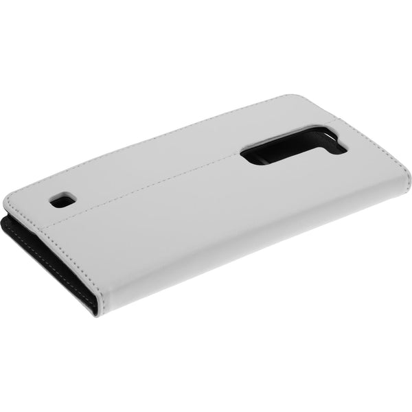 Kunst-Lederhülle für LG G4c Book-Case weiß + 2 Schutzfolien