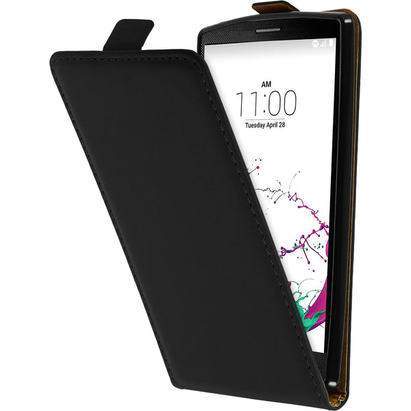 Kunst-Lederhülle für LG G4s / G4 Beat Flip-Case schwarz + 2
