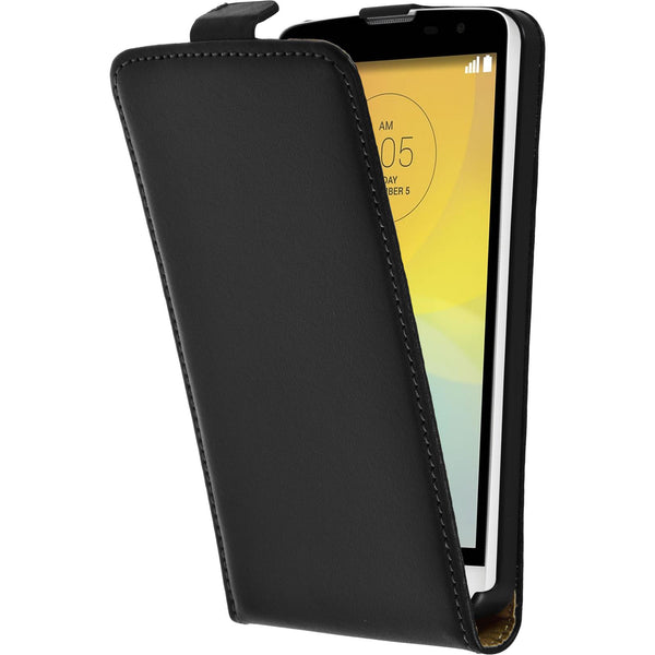 Kunst-Lederhülle für LG L Bello Flip-Case schwarz + 2 Schutz