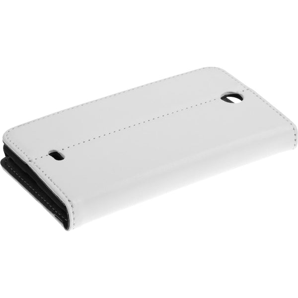 Kunst-Lederhülle für Microsoft Lumia 430 Dual Book-Case weiﬂ