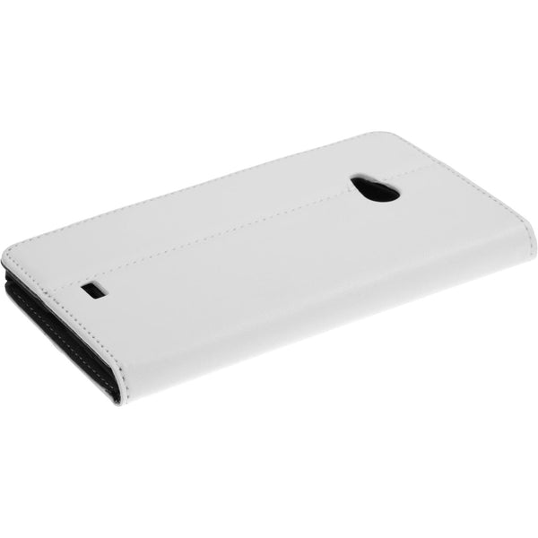 Kunst-Lederhülle für Microsoft Lumia 540 Dual Book-Case weiﬂ