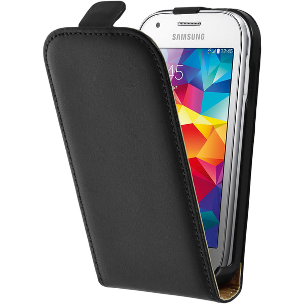 Kunst-Lederhülle für Samsung Galaxy Ace Style Flip-Case schw
