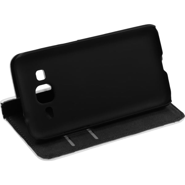 Kunst-Lederhülle für Samsung Galaxy Core Prime Book-Case wei