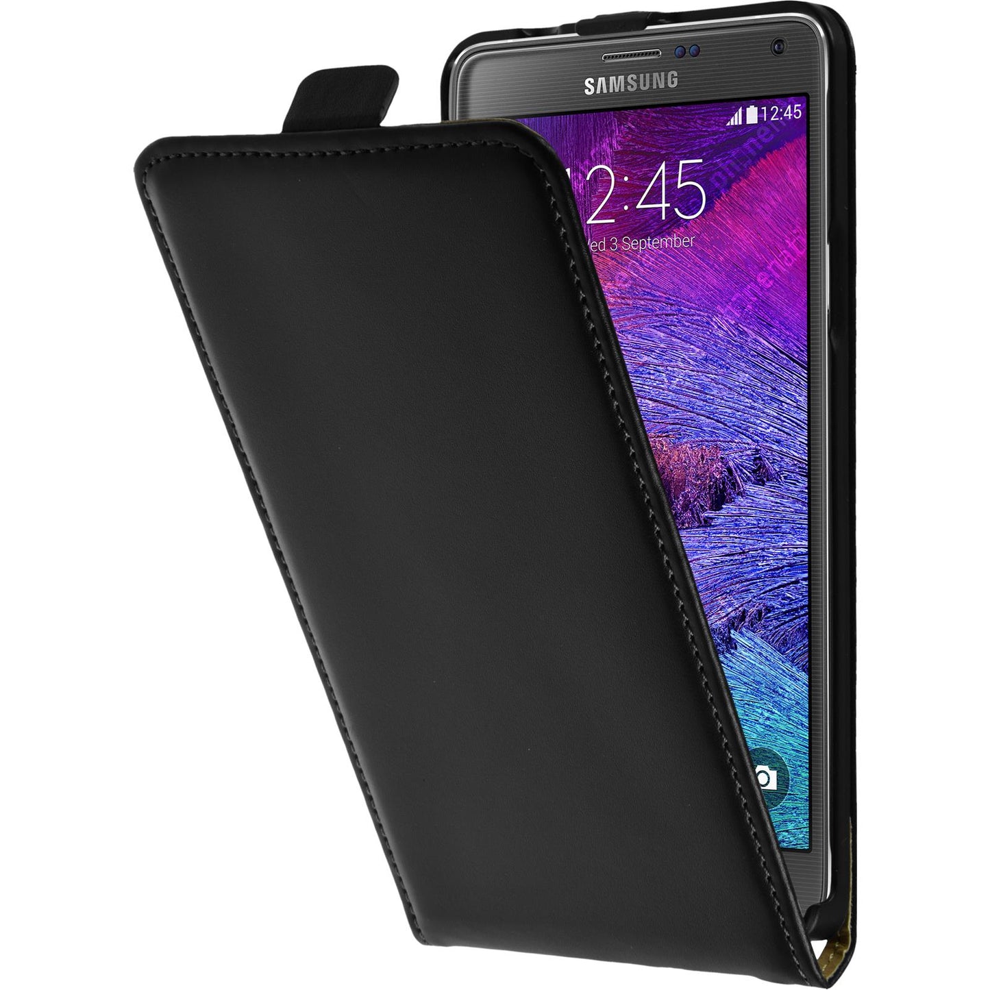 Kunst-Lederhülle für Samsung Galaxy Note 4 Flip-Case schwarz