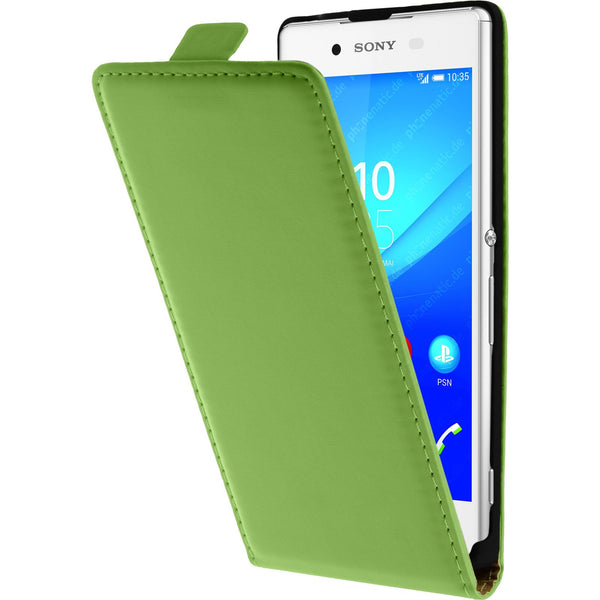 Kunst-Lederhülle für Sony Xperia Z3+ / Plus Flip-Case grün +