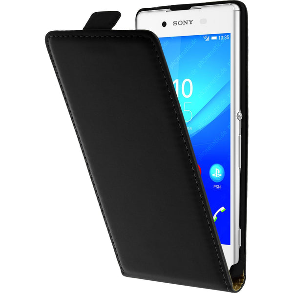 Kunst-Lederhülle für Sony Xperia Z3+ / Plus Flip-Case schwar
