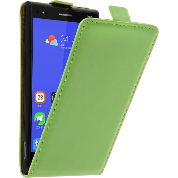 Kunst-Lederhülle für ZTE Star 2 Flip-Case grün + 2 Schutzfol