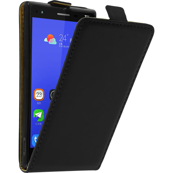 Kunst-Lederhülle für ZTE Star 2 Flip-Case schwarz + 2 Schutz