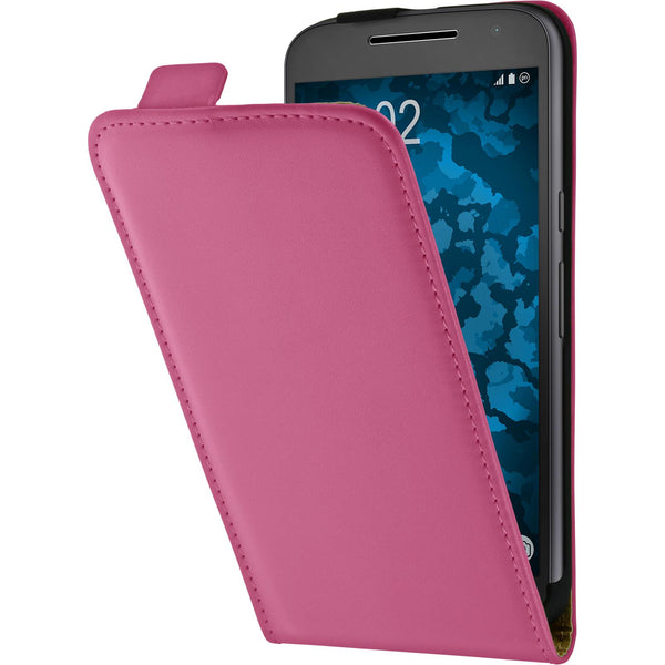 Kunst-Lederhülle für Motorola Moto G4 Plus Flip-Case pink +