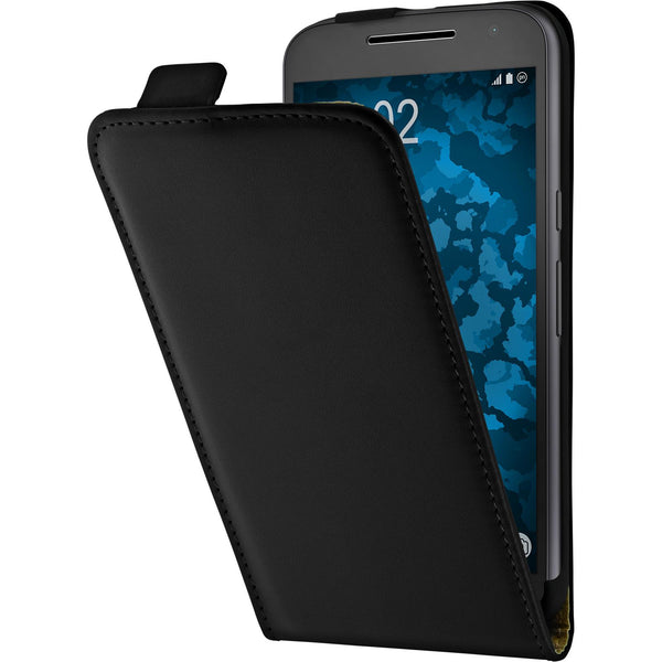 Kunst-Lederhülle für Motorola Moto G4 Plus Flip-Case schwarz