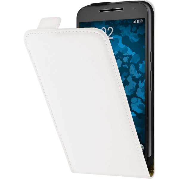 Kunst-Lederhülle für Motorola Moto G4 Plus Flip-Case weiﬂ +