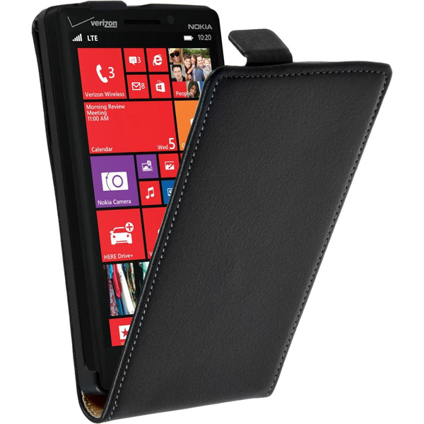 Kunst-Lederhülle für  Nokia Lumia 930 Flip-Case schwarz + 2