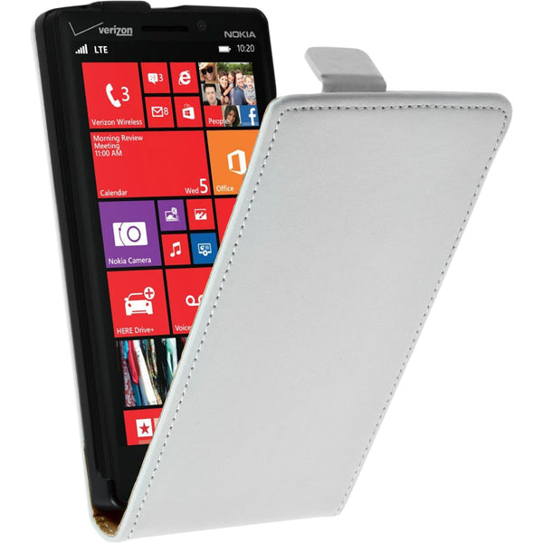 Kunst-Lederhülle für  Nokia Lumia 930 Flip-Case weiß + 2 Sch