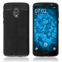 PhoneNatic Case kompatibel mit Lenovo Moto G6 - schwarz Silikon Hülle Lederoptik Cover