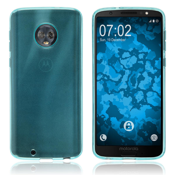 PhoneNatic Case kompatibel mit Lenovo Moto G6 - türkis Silikon Hülle transparent Cover