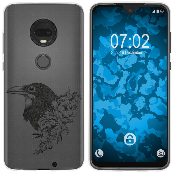 Moto G7 Plus Silikon-Hülle Floral Rabe M4-1 Case