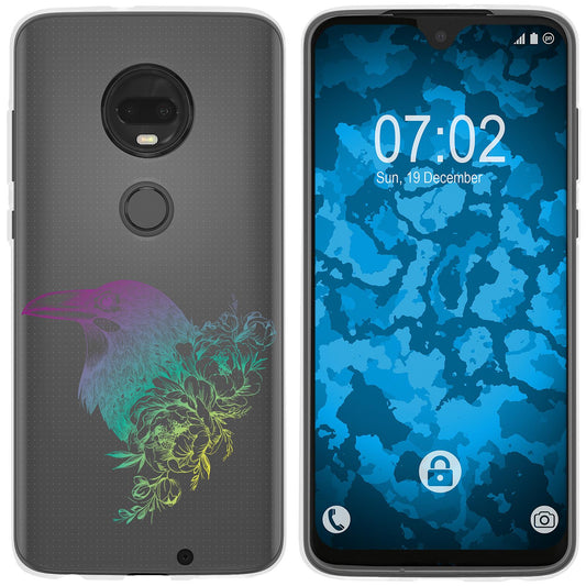 Moto G7 Plus Silikon-Hülle Floral Rabe M4-4 Case