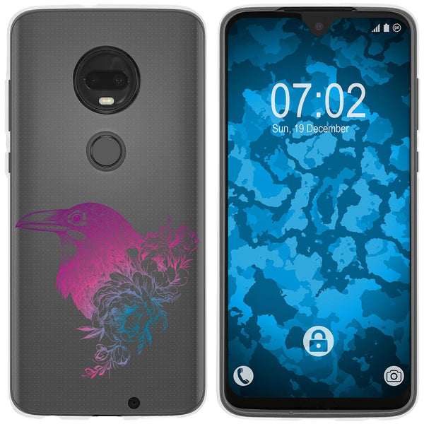 Moto G7 Plus Silikon-Hülle Floral Rabe M4-6 Case