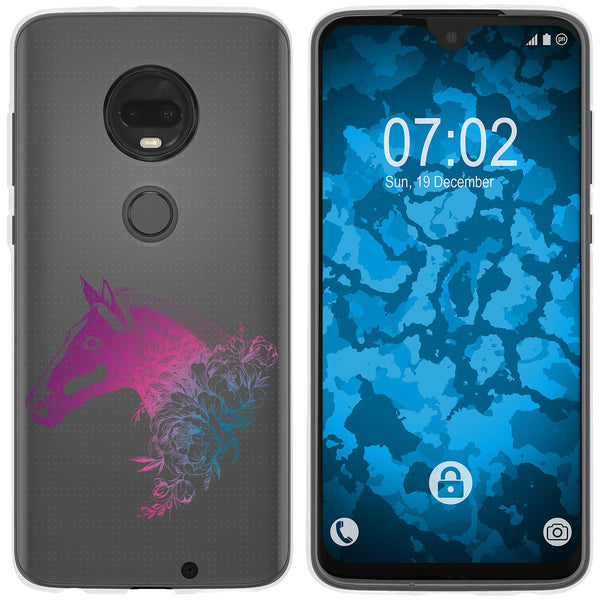 Moto G7 Silikon-Hülle Floral Pferd M5-6 Case