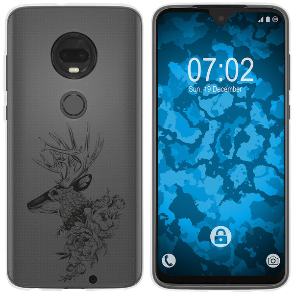 Moto G7 Plus Silikon-Hülle Floral Hirsch M7-1 Case
