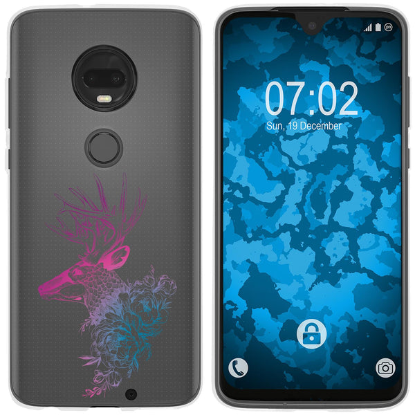 Moto G7 Silikon-Hülle Floral Hirsch M7-6 Case