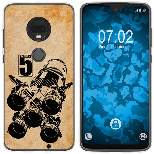 Moto G7 Silikon-Hülle Space Moon Rocket M3 Case