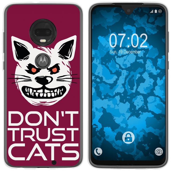 Moto G7 Plus Silikon-Hülle Crazy Animals Katze M1 Case