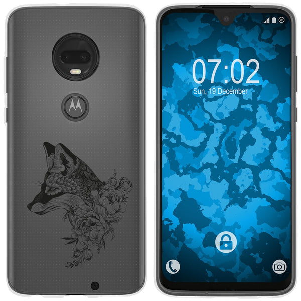 Moto G7 Plus Silikon-Hülle Floral Fuchs M1-1 Case