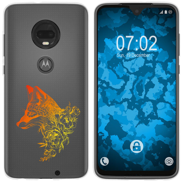 Moto G7 Silikon-Hülle Floral Fuchs M1-2 Case