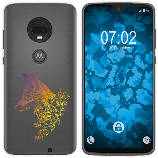 Moto G7 Plus Silikon-Hülle Floral Fuchs M1-3 Case